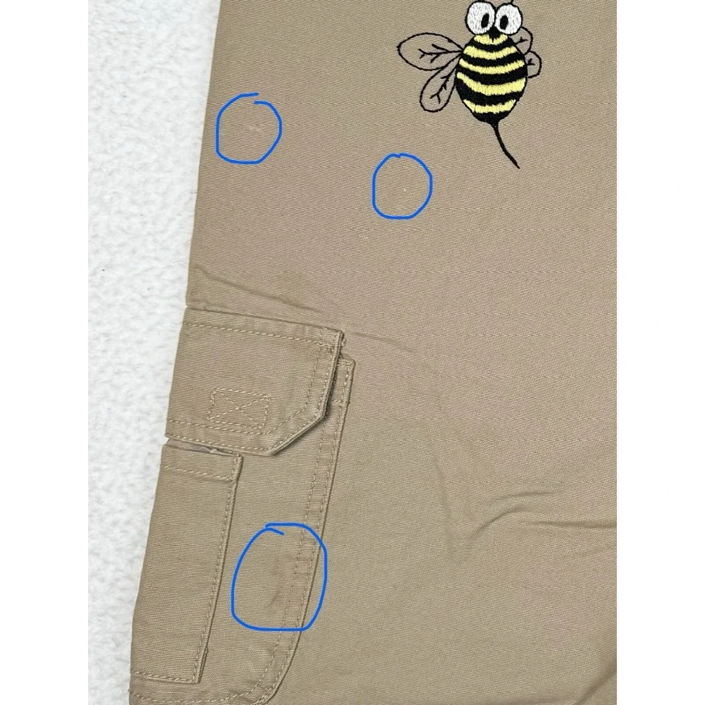 NEW - C.E. Schmidt Cargo Shorts Khaki- Men's 32 - Embroidered Birds Flowers